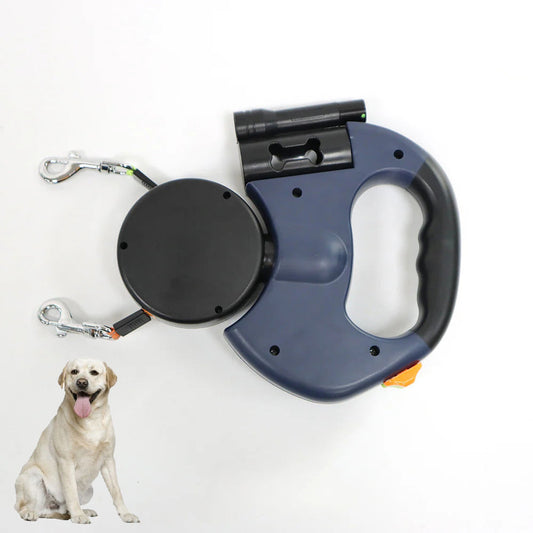 Dual Dog Leash with Tangle-Free Swivel & LED Light
