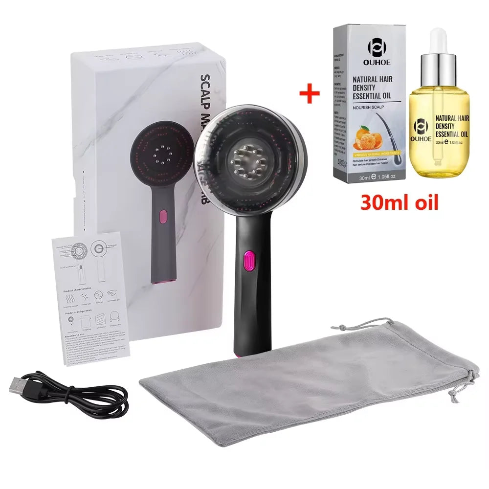3 Modes Electric Vibration Massage Comb Red Light Hair Growth Massage Scalp Brush Oil Liquid Applicator Head Massager Anti Loss