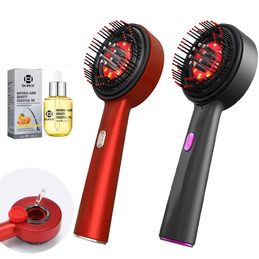 3 Modes Electric Vibration Massage Comb Red Light Hair Growth Massage Scalp Brush Oil Liquid Applicator Head Massager Anti Loss