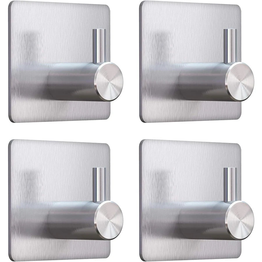 Modern style stainless steel adhesive hooks for bathroom room kitchen clothes hats clutter storage