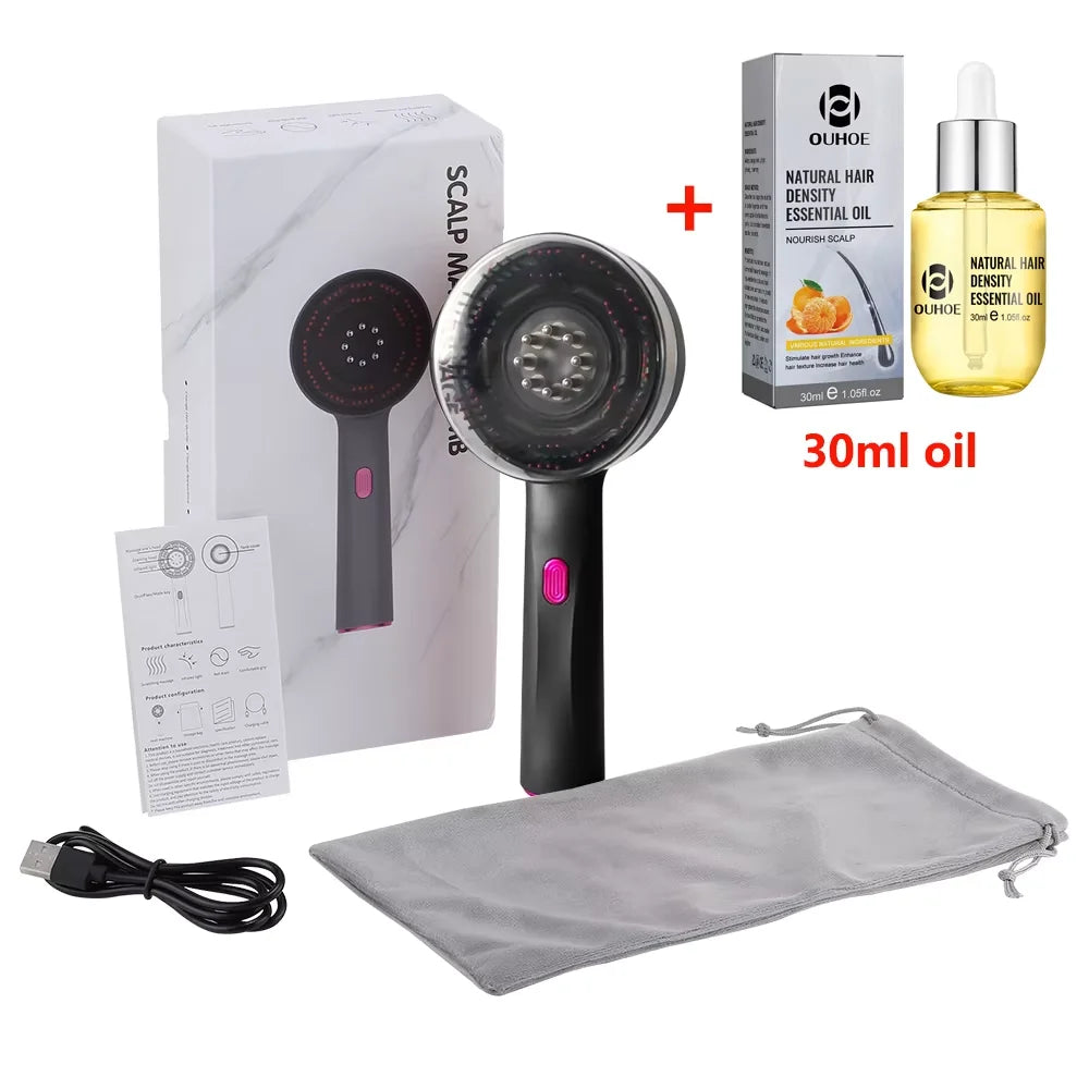3 Modes Electric Vibration Massage Comb Red Light Hair Growth Massage Scalp Brush Oil Liquid Applicator Head Massager Anti Loss