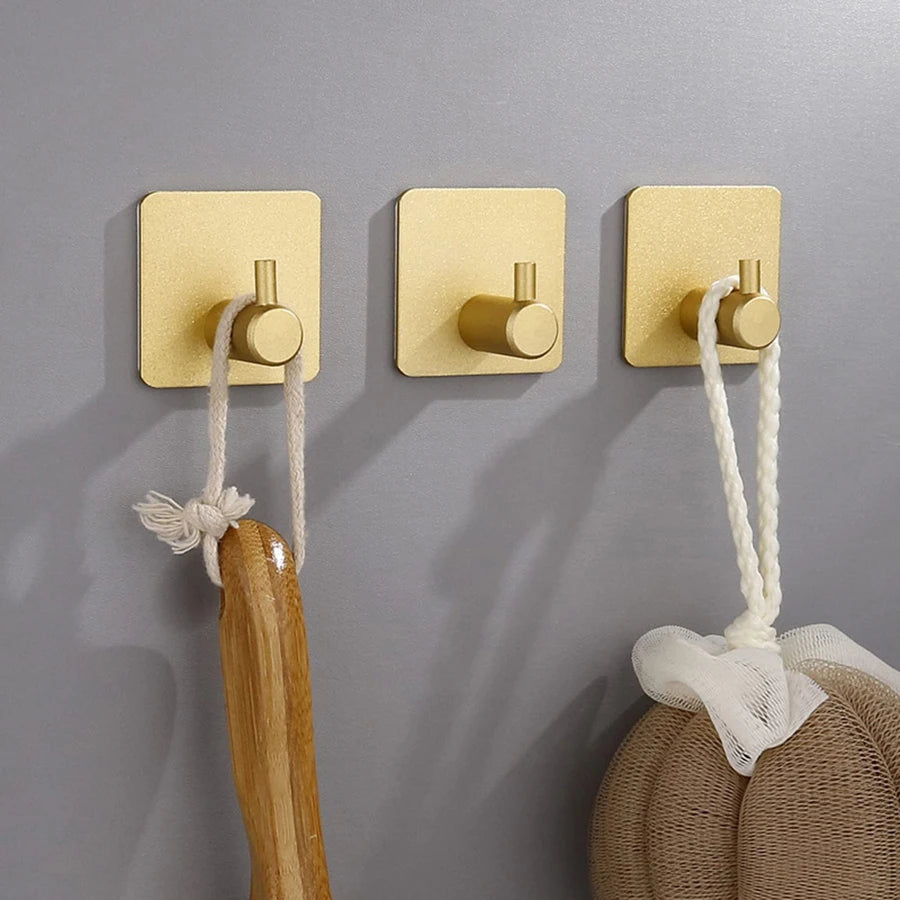 Modern style stainless steel adhesive hooks for bathroom room kitchen clothes hats clutter storage