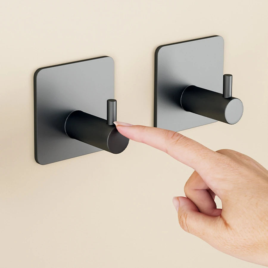 Modern style stainless steel adhesive hooks for bathroom room kitchen clothes hats clutter storage