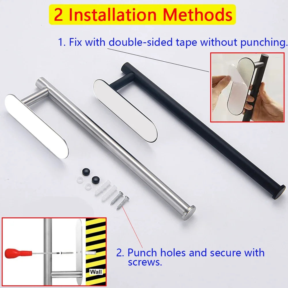 Kitchen Paper Towel Holder Adhesive Tissue Hanger Toilet Roll Paper Dispenser Cabinet Storage Napkin Rack Bathroom Accessories