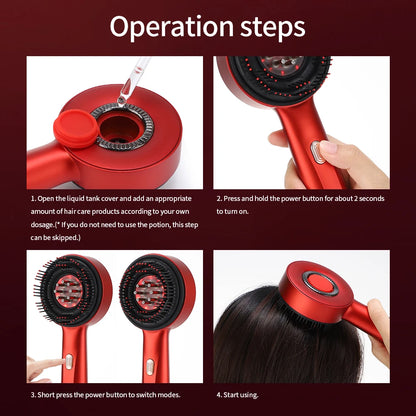 3 Modes Electric Vibration Massage Comb Red Light Hair Growth Massage Scalp Brush Oil Liquid Applicator Head Massager Anti Loss